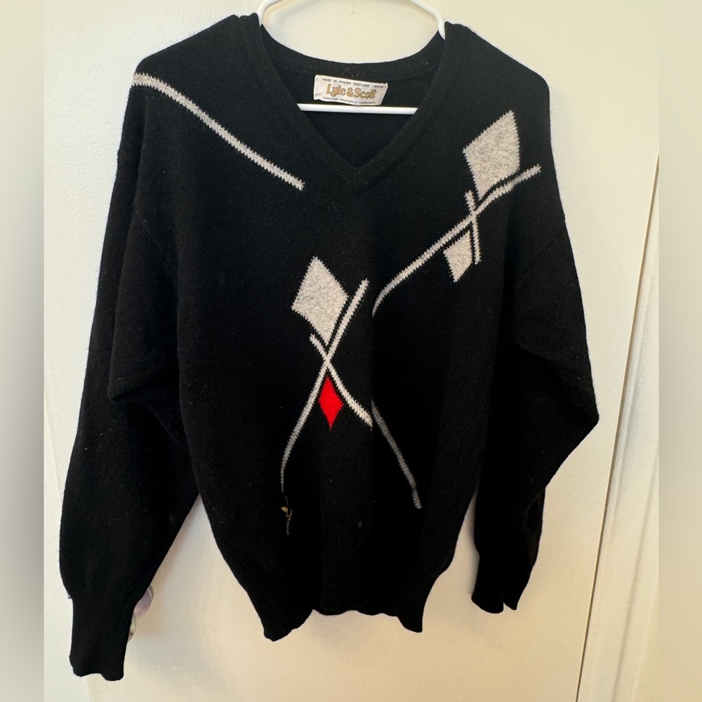 Lyle & Scott Vintage Lambswool Argyle Sweater Made in Scotland